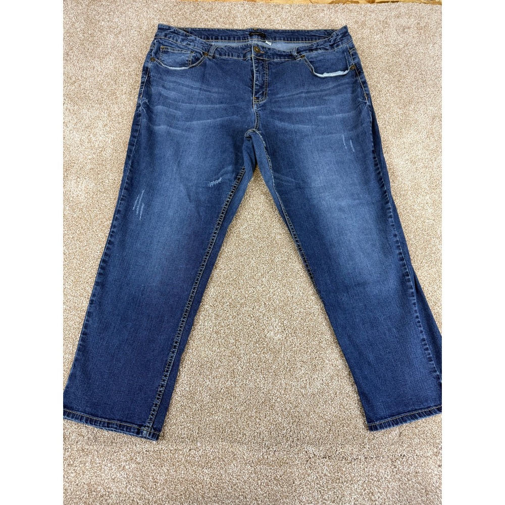Supplies by Union Bay Womens 20W Straight Leg Jeans Medium Wash Distressed 20